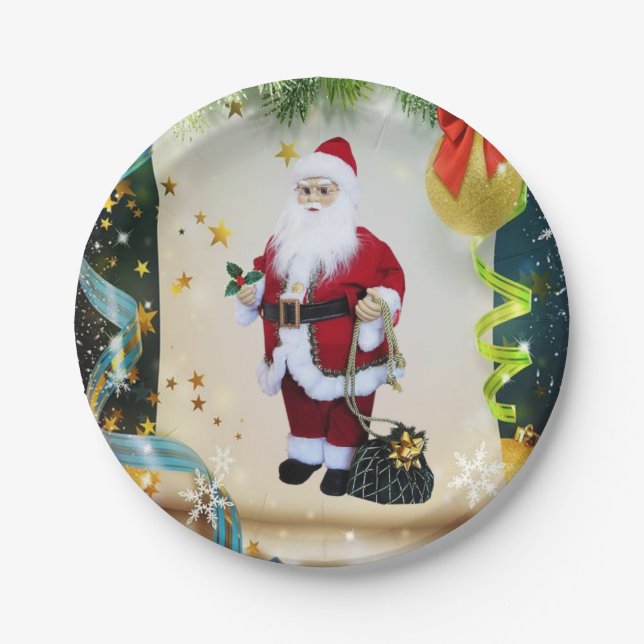Christmas Paper Plates, Santa Plates (Front)