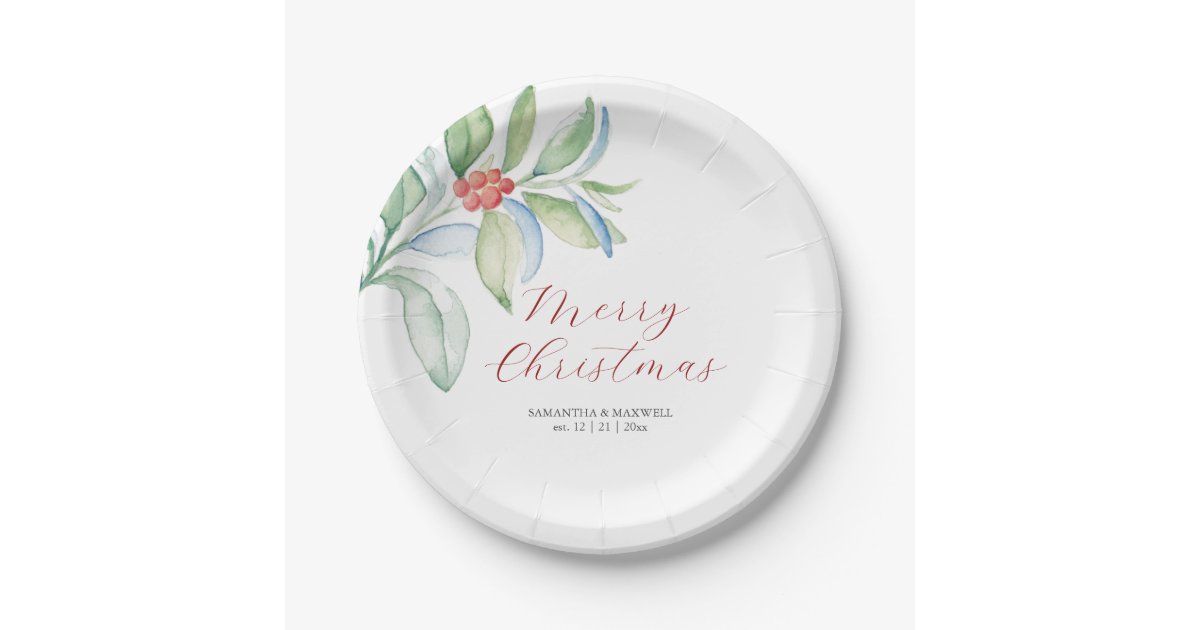 Christmas Paper Plates Simple Festive Greenery