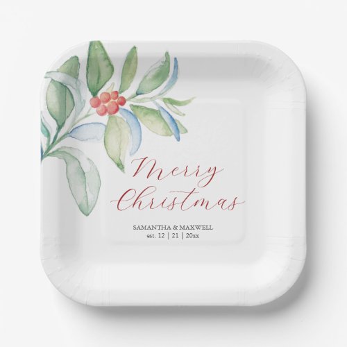 Christmas Paper Plates Simple Festive Greenery