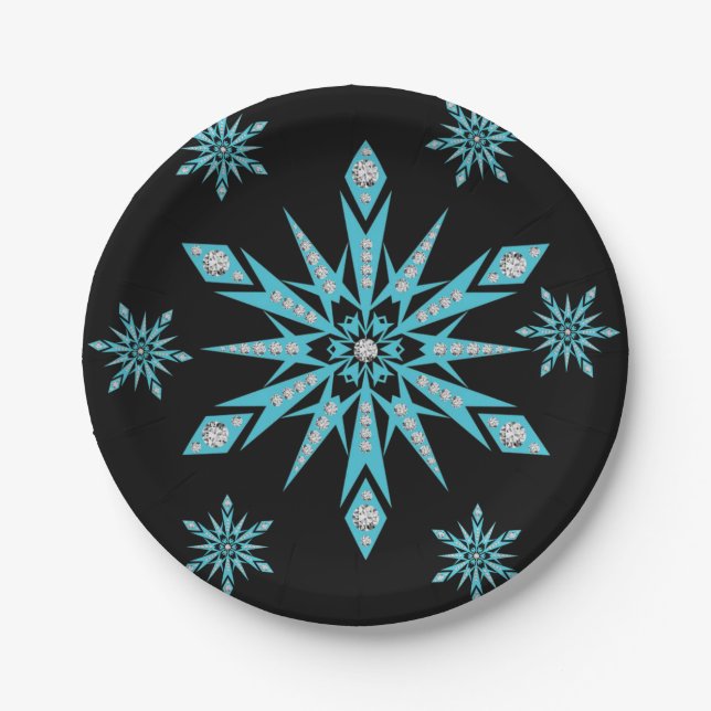 Christmas Paper Plates, Snowflakes Plates (Front)