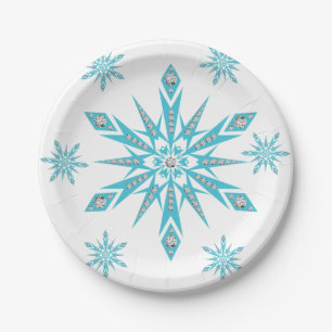 Christmas Paper Plates, Snowflakes Plates