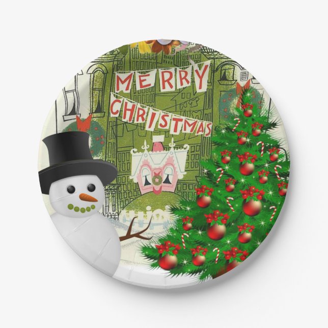Christmas Paper Plates, Snowman Plates (Front)
