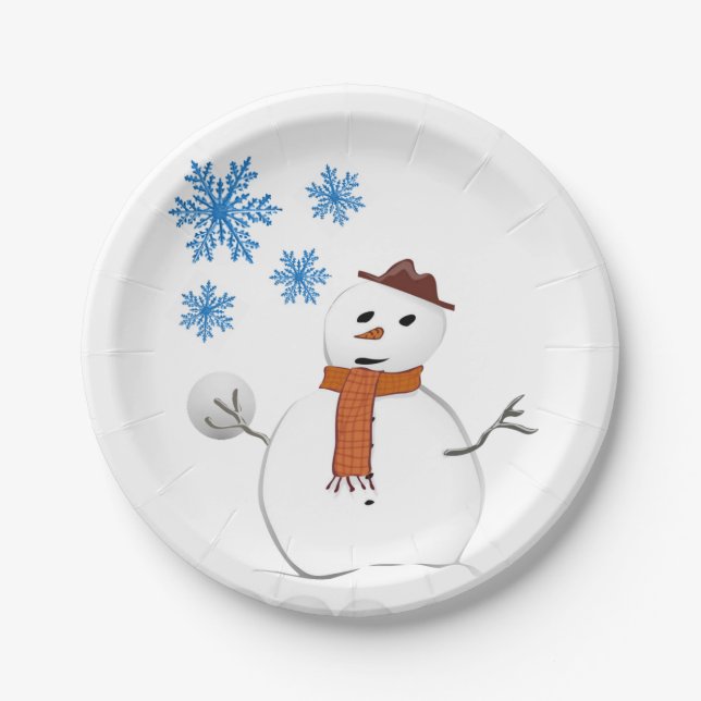 Christmas Paper Plates, Snowman Plates (Front)