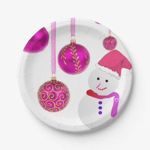 Christmas Paper Plates, Snowman Plates