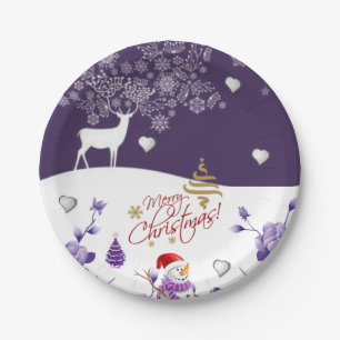 Christmas Paper Plates, Snowman Plates