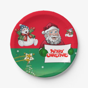 Christmas Paper Plates, Snowman Plates