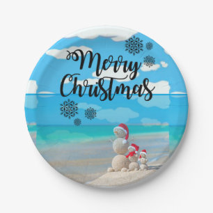 Christmas Paper Plates, Snowman Plates