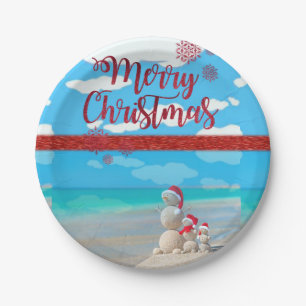 Christmas Paper Plates, Snowman Plates