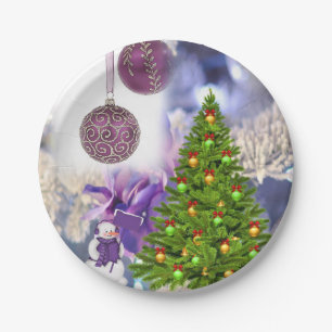 Christmas Paper Plates, Snowman Plates
