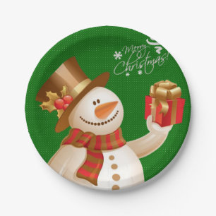 Christmas Paper Plates, Snowman Plates