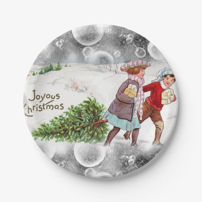 Christmas Paper Plates, Vintage Plates (Front)
