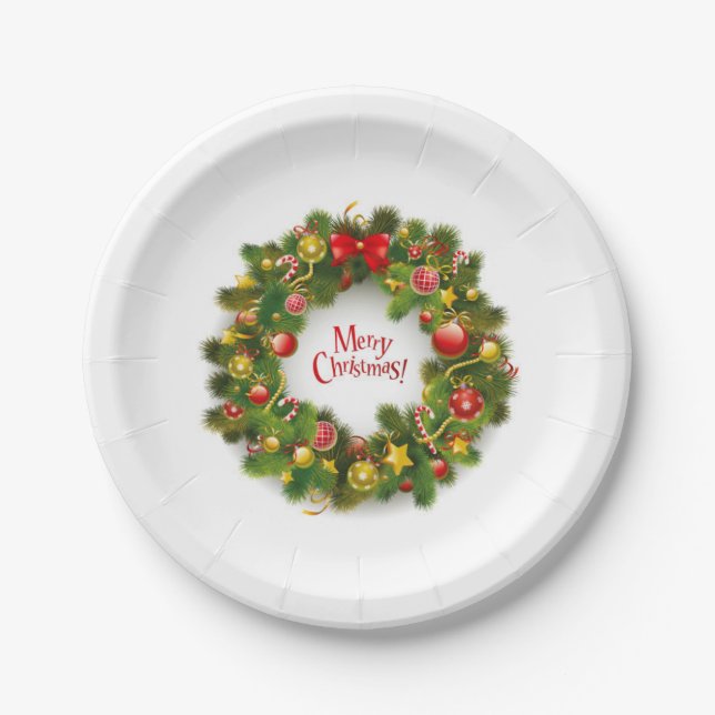 Christmas Paper Plates/Wreath Paper Plates (Front)