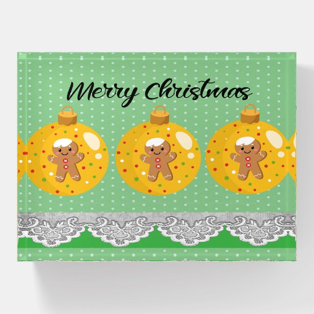 Christmas Paper Weight with Gingerbread Men (Front)