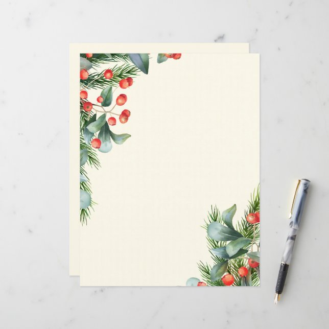 Christmas paper, writing paper Holiday stationery (Front/Back In Situ)
