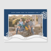 Christmas Papercut Snowflakes Family Photo Card