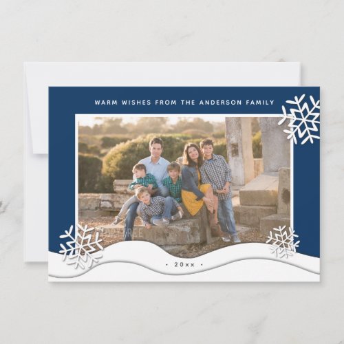 Christmas Papercut Snowflakes Family Photo Winter Holiday Card