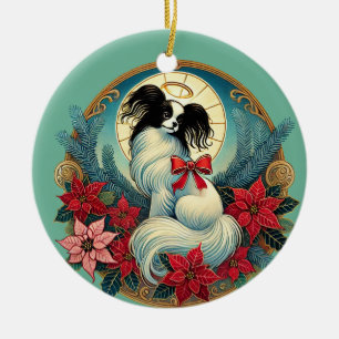Christmas Papillon Ceramic Ornament