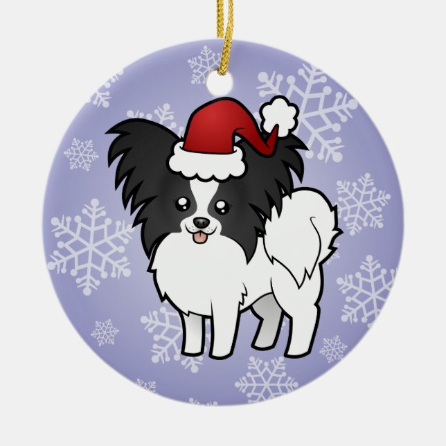 Christmas Papillon Ceramic Ornament (Front)