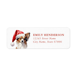 Christmas Papillon Dog Return Address Label
