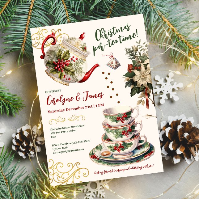 Christmas par-tea time! Christmas Party Invitation (Christmas par-tea time! Christmas Party Invitation)