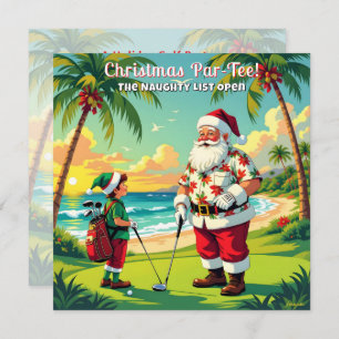 Christmas Par-Tee Fun Tropical Golf Santa Party SQ Invitation