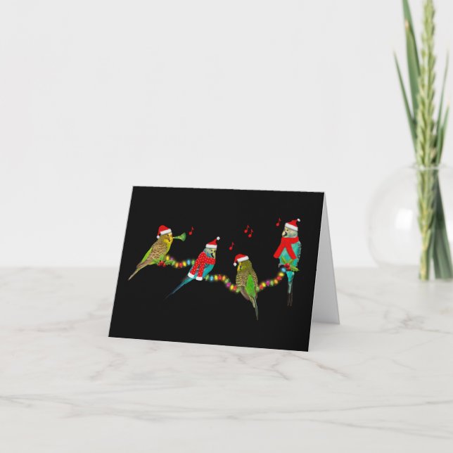 Christmas Parakeet Frenzy Card (Front)