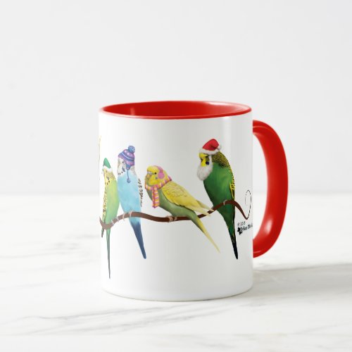 Christmas Parakeets  Cockatiels Mug