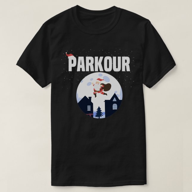 Christmas Parkour SantaFlying Santa T-Shirt (Design Front)