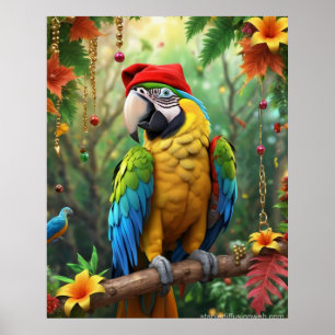 Christmas Parrot As Santa Claus-76349 Poster