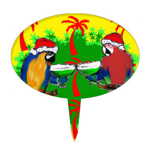 CHRISTMAS PARROTS CAKE TOPPER