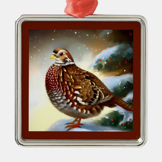 Christmas Partridge 1 Metal Ornament (Front)