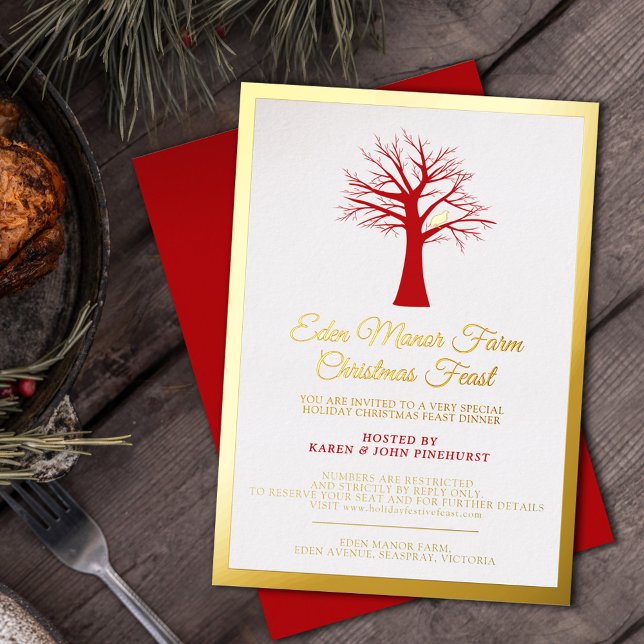 Christmas partridge in a tree Christmas event Foil Invitation (Creator Uploaded)