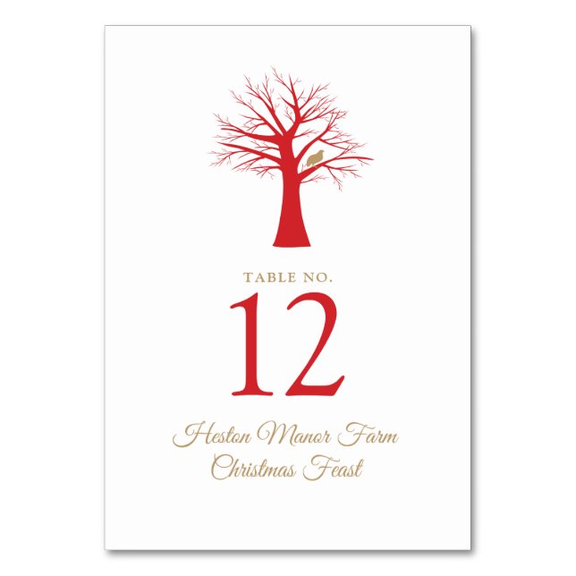 Christmas partridge in a tree Christmas event Table Number (Front)
