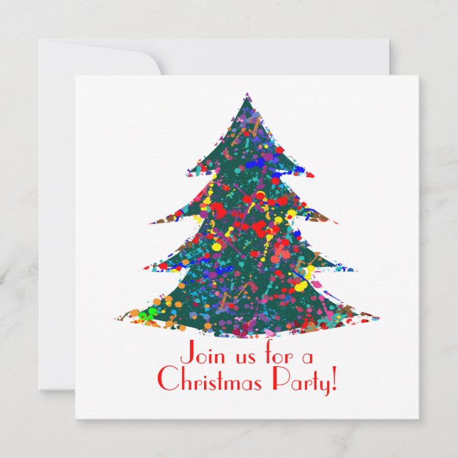 Christmas Party, Action Painting  Art Invitation (Front)