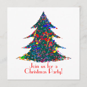 Christmas Party, Action Painting Art Invitation