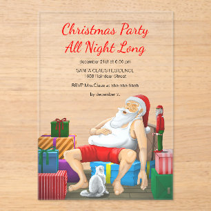 Christmas Party All Night Long Acrylic Invitations