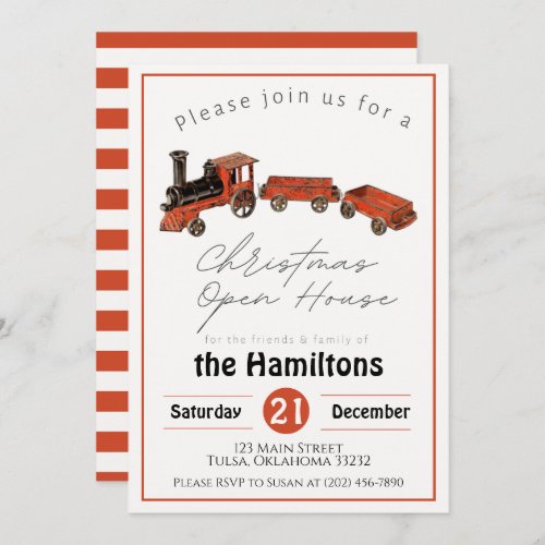 Christmas Party Antique Train Invitation