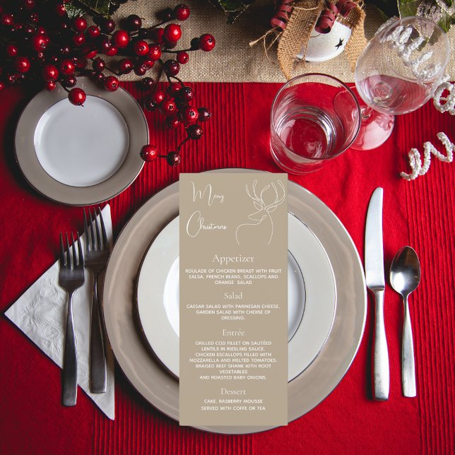 Christmas party beige reindeer nordic dinner menu (Creator Uploaded)