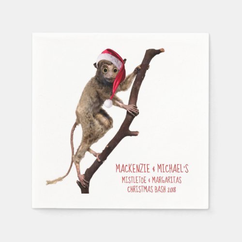 Christmas Party Big Eyed Primate Monkey Santa Hat Napkins