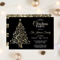 CHRISTMAS PARTY Black Gold Glitter Tree