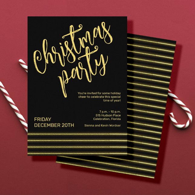 Christmas party black & gold invitation (Creator Uploaded)