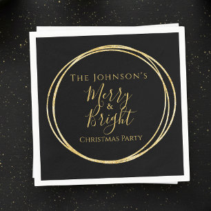 Christmas Party Black Gold Napkins