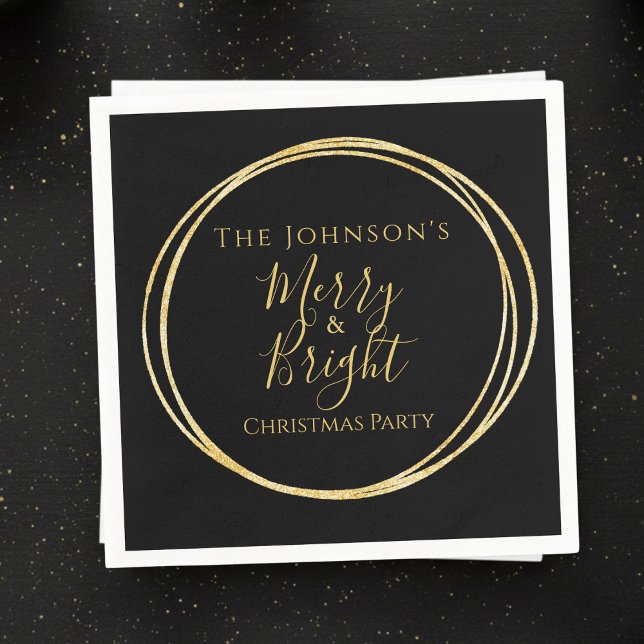 Christmas Party Black Gold Napkins (Creator Uploaded)