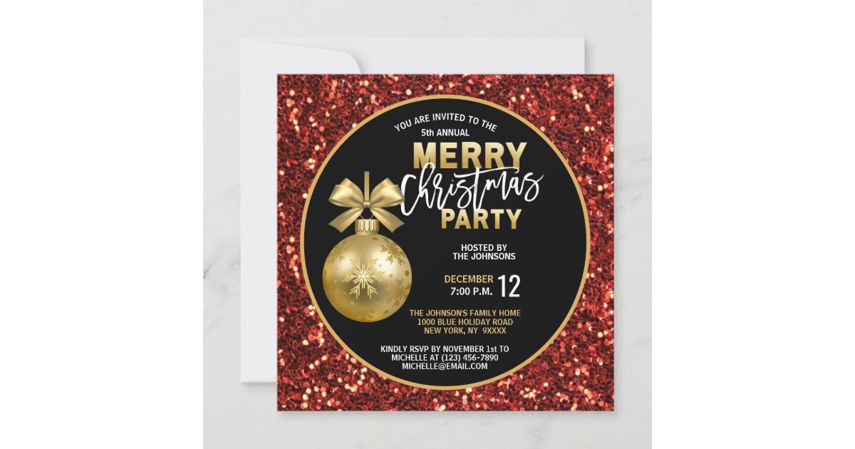 Gold Baubles Personalized Christmas/New Year/Holiday Party Thank You Cards 