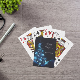 Christmas party blue black tree modern poker cards
