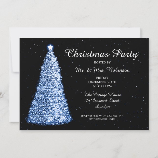 Christmas Party Blue Invitation (Front)