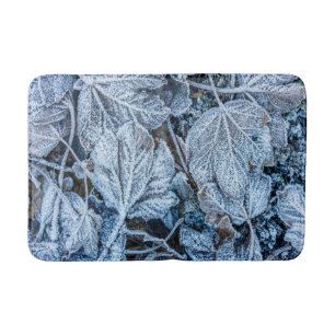 Christmas Party Blue Leaves Snow Holidays Winter Bath Mat