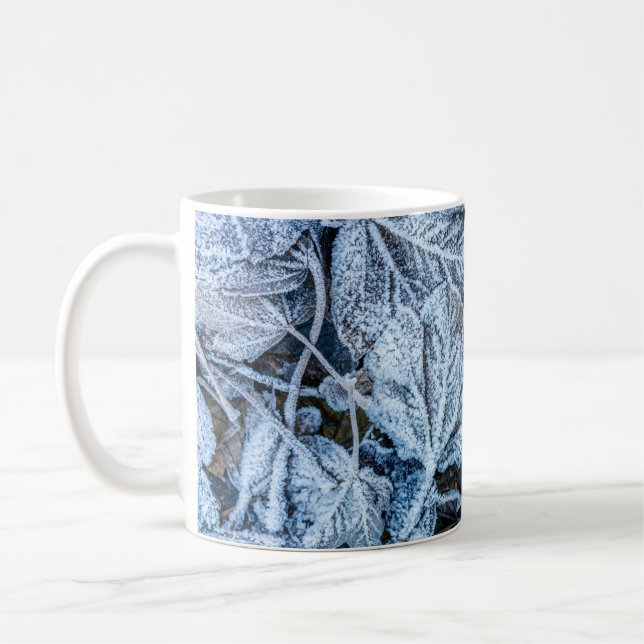 Christmas Party Blue Leaves Snow Holidays Winter Coffee Mug (Left)
