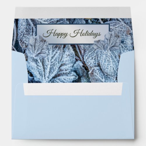 Christmas Party Blue Leaves Snow Winter Holidays Envelope