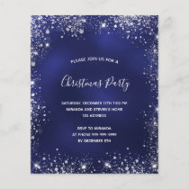 Christmas Party blue silver budget invitation Flyer